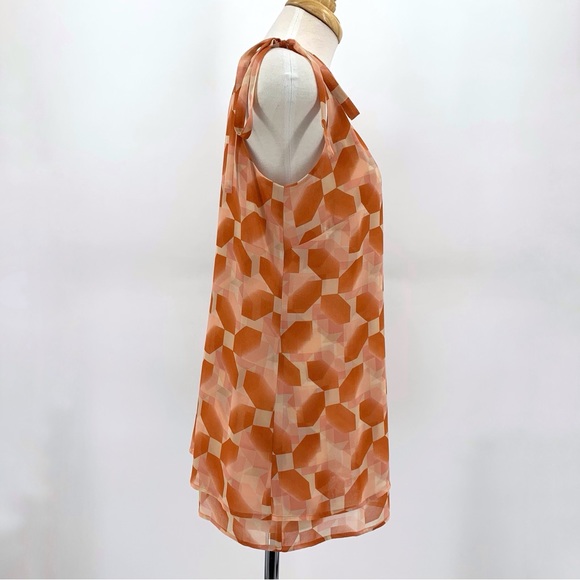 Cabi NWT Pinwheel Top #5358, Peach and Brick-Dust Layered Chiffon Sleeveless Top - Picture 8 of 16